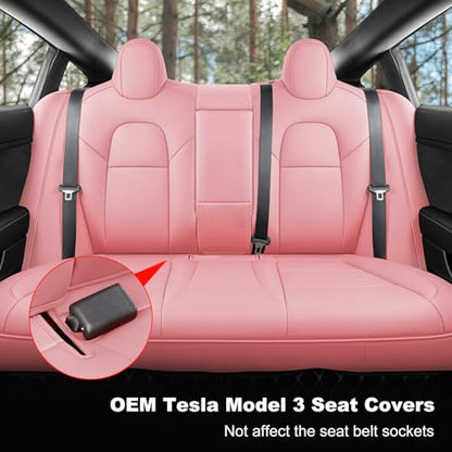 Tesla Model 3 Car Seat Covers Nappa Leather Car Interior Seat Airbag Compatible Cushion Cover Full Set Custom Fit 2023 2022 2021 2020 2019 2018