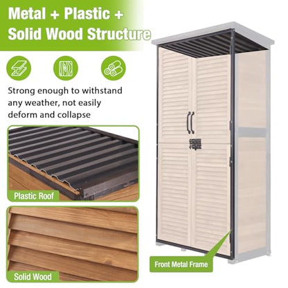 Outdoor Storage Cabinet Upgraded with Metal Frame Durable Storage Shed with Floor and Adjustable Shevels Waterproof Garden Tool Shed
