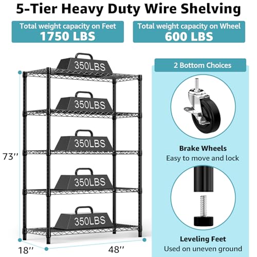 5 Shelf Storage Shelves (5 Count)