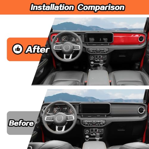 2pcs for 2024+ Jeep Wrangler JL Red Interior Accessories Center Console Dash Panel Cover Trim