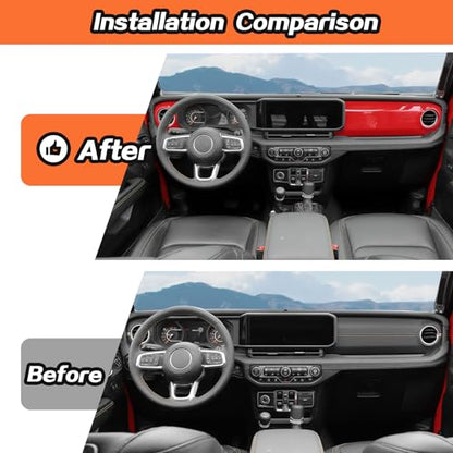 2pcs for 2024+ Jeep Wrangler JL Red Interior Accessories Center Console Dash Panel Cover Trim