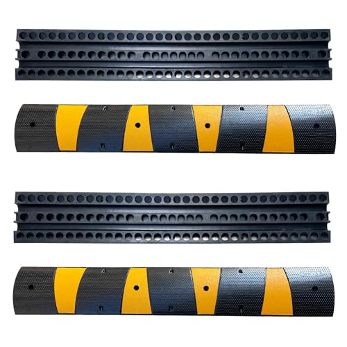 Rubber Speed Bump 6 Feet Rubber Driveway Modular Heavy Duty Speed 72.4 x 12 x 2.4 Inch Cable Protector Ramp for Garage Gravel Roads Asphalt Concrete (12 Foot)