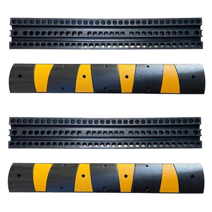 Rubber Speed Bump 6 Feet Rubber Driveway Modular Heavy Duty Speed 72.4 x 12 x 2.4 Inch Cable Protector Ramp for Garage Gravel Roads Asphalt Concrete (12 Foot)