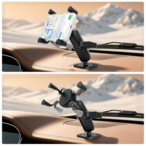 Car Phone Mount with B Size 1" Ball Diamond Base and Double Socket Arm