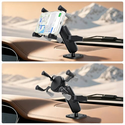 Car Phone Mount with B Size 1" Ball Diamond Base and Double Socket Arm