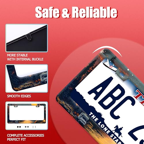 Camping License Plate Frame Stainless Steel Forest License Holder