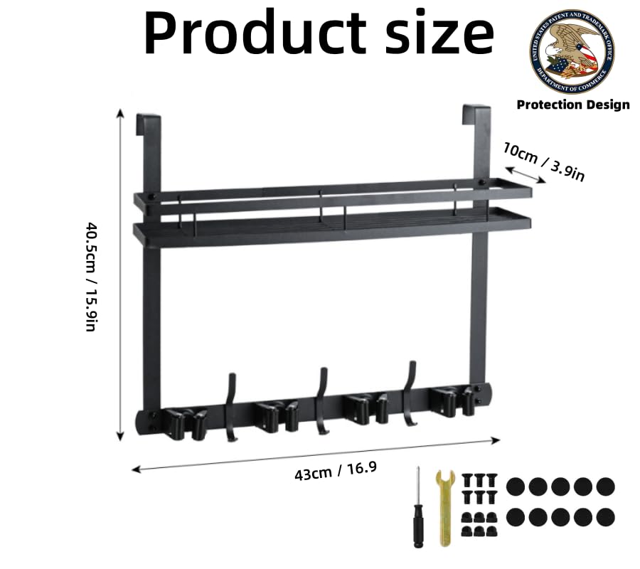 Over the Door Heavy Duty Metal Broom & Mop Holder