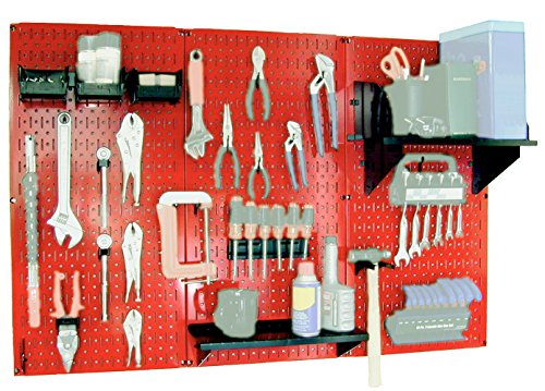 30-WRK-400RB Standard Workbench Metal Pegboard Tool Organizer,Red/Black