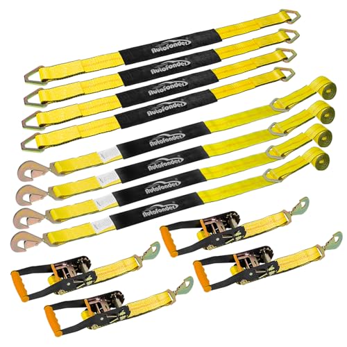 Complete Axle Straps Tie Down Kit 2" x10' Heavy Duty Vehicle Tie Down Strap