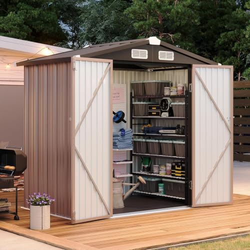 6x4FT Shed with Floor Galvanized Steel Outdoor Storage Shed