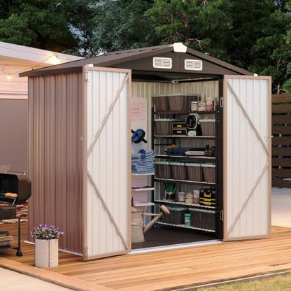 6x4FT Shed with Floor Galvanized Steel Outdoor Storage Shed