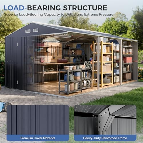 10x16 FT Metal Storage Shed with Reinforced Frame
