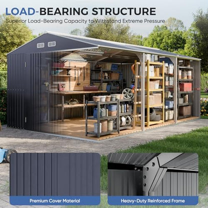 10x16 FT Metal Storage Shed with Reinforced Frame