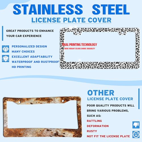 Leopard Print License Plate Frame Skin Texture Pattern License Plate Holder