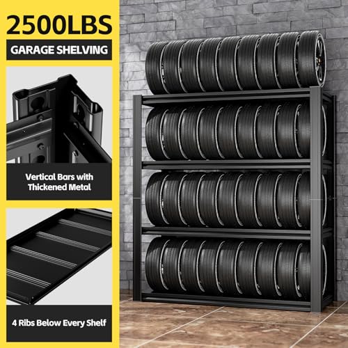 4 Tier 40" W x 20" D x 60" H Garage Shelving Garage Storage Shelves 2200LBS Metal Industrial Shelf Adjustable Heavy Duty Shelving Storage Rack Shelving Unit