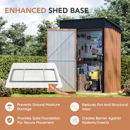 5x3 Ft Outdoor Storage Shed with Floor