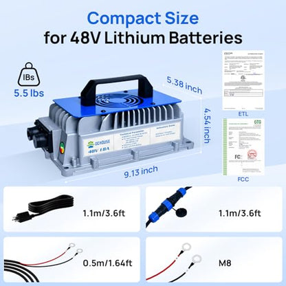 48V 18A Lithium Charger ≥93% Efficiency for Golf Cart Batteries