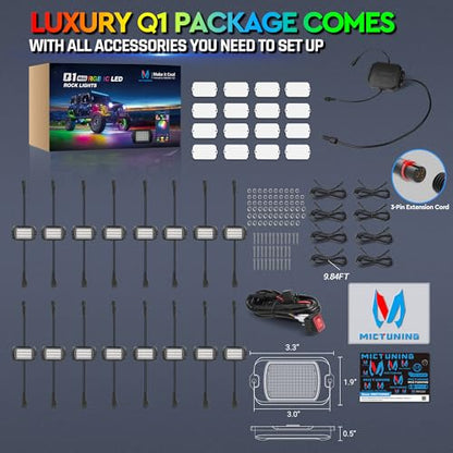 Q1 MAX 16 Pod Chasing Color Rock Lights for Trucks UTV SUV ATV (93.44 Ounce)