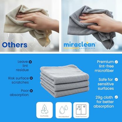 Microfiber Cleaning Cloth Grey 12 Pack Premium Microfiber Towels for Cars (12 Count)