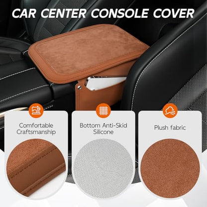 Car Leather Center Console Cover with 2 Storage Bags