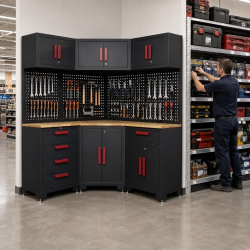 10Pcs Corner Garage Cabinets Storage System