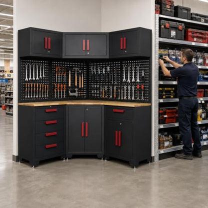 10Pcs Corner Garage Cabinets Storage System