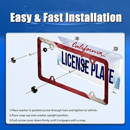 Diving Flag License Plate Frame Stainless Steel Accessory 12.3x6.3 Inch
