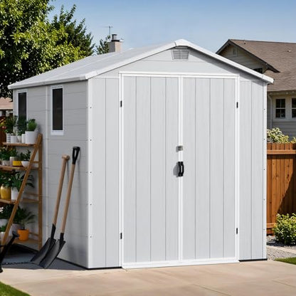 6X8 FT Resin Outdoor Storage Shed with Floor