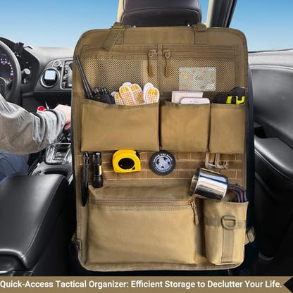 Tactical Car Seat Organizer with Multiple Pockets
