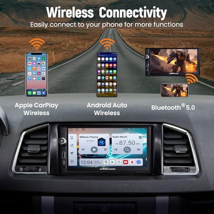 7” Double Din Car Stereo with Apple CarPlay & Android Auto