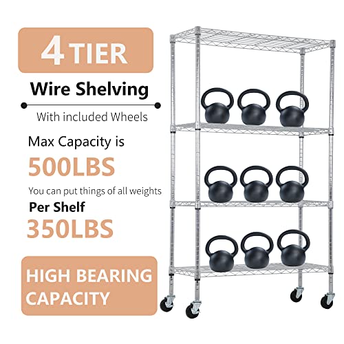 4 Tier Wire Shelf with Wheels (4 Count)