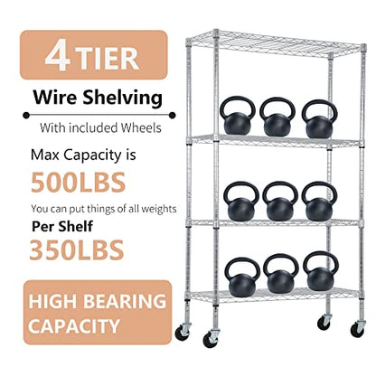 4 Tier Wire Shelf with Wheels (4 Count)