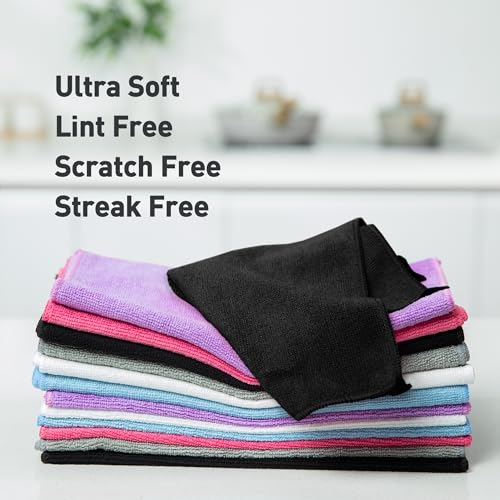 Black Microfiber Cleaning Cloth 13"x13" (12 Count)