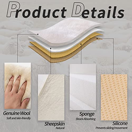 Genuine Sheepskin Car Seat Cushion Seat Covers for Cars Trucks SUV Comfort Seat Protector Pad for Car Driver Seat Car Accessories for Women Office Chair Car Decor