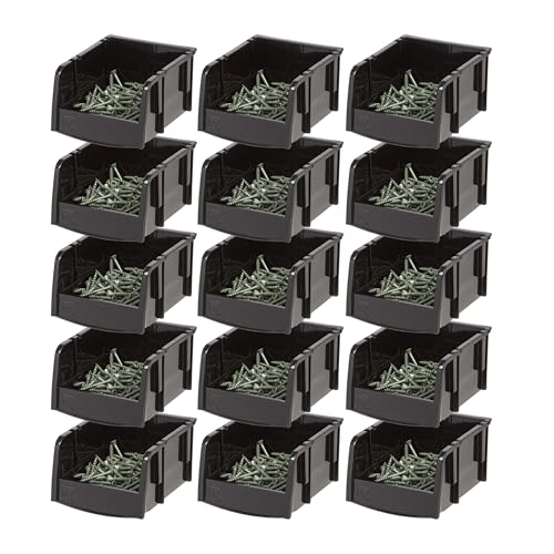 15-Pack, Extra Small Stackable Storage Bins, Black (15 Count)