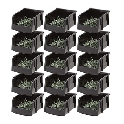 15-Pack, Extra Small Stackable Storage Bins, Black (15 Count)