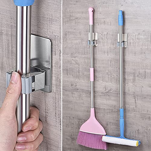 4 Pack Stainless Steel Mop Broom Holder Organizer (4 Count)