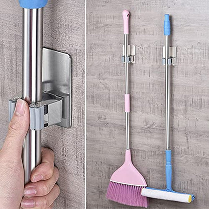 4 Pack Stainless Steel Mop Broom Holder Organizer (4 Count)