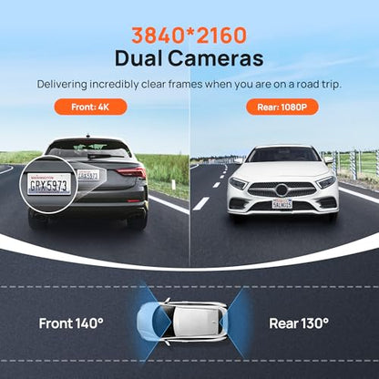 4K Dash Cam Front and Rear with STARVIS