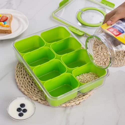 Divided Snack Serving Tray with Lid and Handle Travel Snackle Charcuterie Container Portable Storage Organizer for Candy