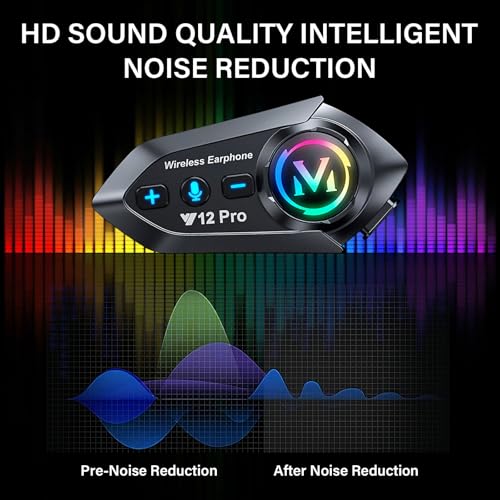 Motorcycle Helmet Bluetooth Headset 2 Way Intercom 550 Yards