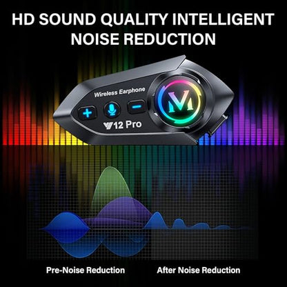 Motorcycle Helmet Bluetooth Headset 2 Way Intercom 550 Yards
