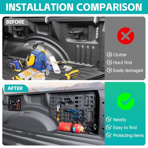 Side Truck Bed Molle Panel Rack System Compatible with 2015
