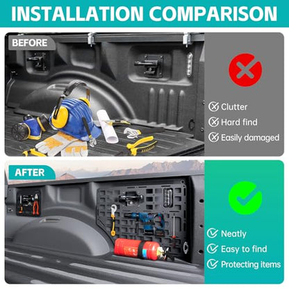 Side Truck Bed Molle Panel Rack System Compatible with 2015