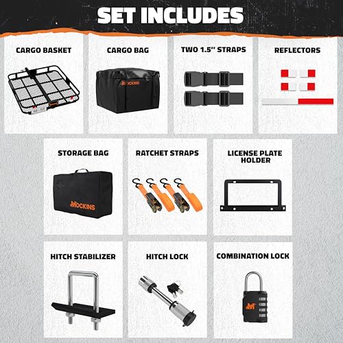 Square Trailer Hitch Cargo Carrier & 30 Cu Ft Waterproof Cargo Bag