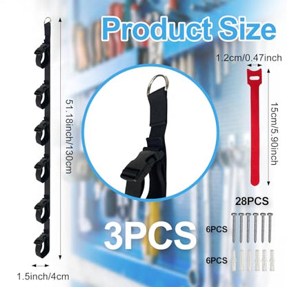 3 Pcs Extension Cord Organizers Storage Garage Extension Cord Holder with 6 Slots Organizer Straps with 28 Pcs Cable Ties 6 Pcs Hardware Nails for Vertical Space Cable Hose Rope String Lights (3 .)