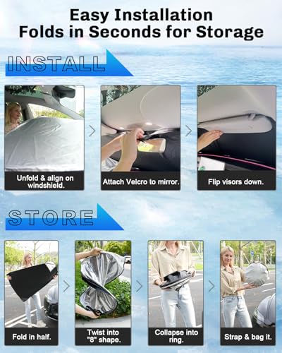 for 2026 Toyota RAV4 Windshield Sunshade for 2026 Toyota RAV4 Accessories 2026 RAV4 Sunshade Foldable Sun Shield 2026 RAV4 Sun Shade Block UV Rays