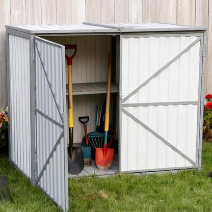 Outdoor Storage Cabinet Trash Can Storage Shed Upgraded with Metal Frame for Garbage Can