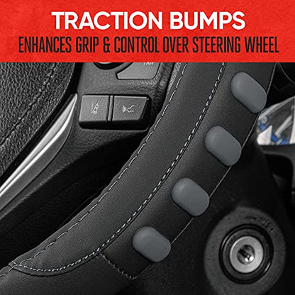 FlexGrip Gray Steering Wheel Cover for Cars