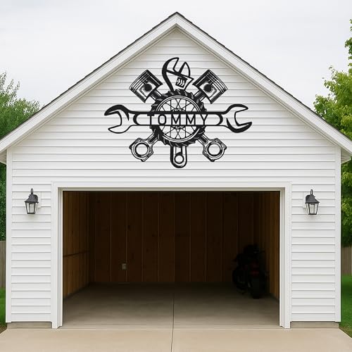 Custom Garage Workshop Metal Sign Personalized Tool Name Wall Art for Car Truck Mechanic Shop Decor Durable Steel Sign for Dad Husband Men’s Auto Workspace or Fence